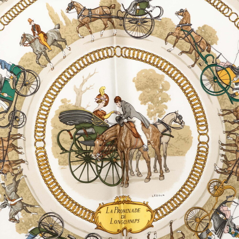 Hermes Carre 90 La Promenade de Longchamps (A Walk to Longchamp) Scarf/Muffle... - Picture 2 of 6